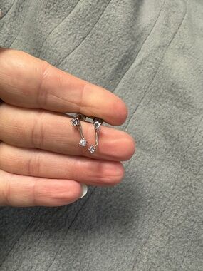 Sterling Silver Drop Cubic Zirconia Stud Earrings - Silver****FINAL MARKDOWN****